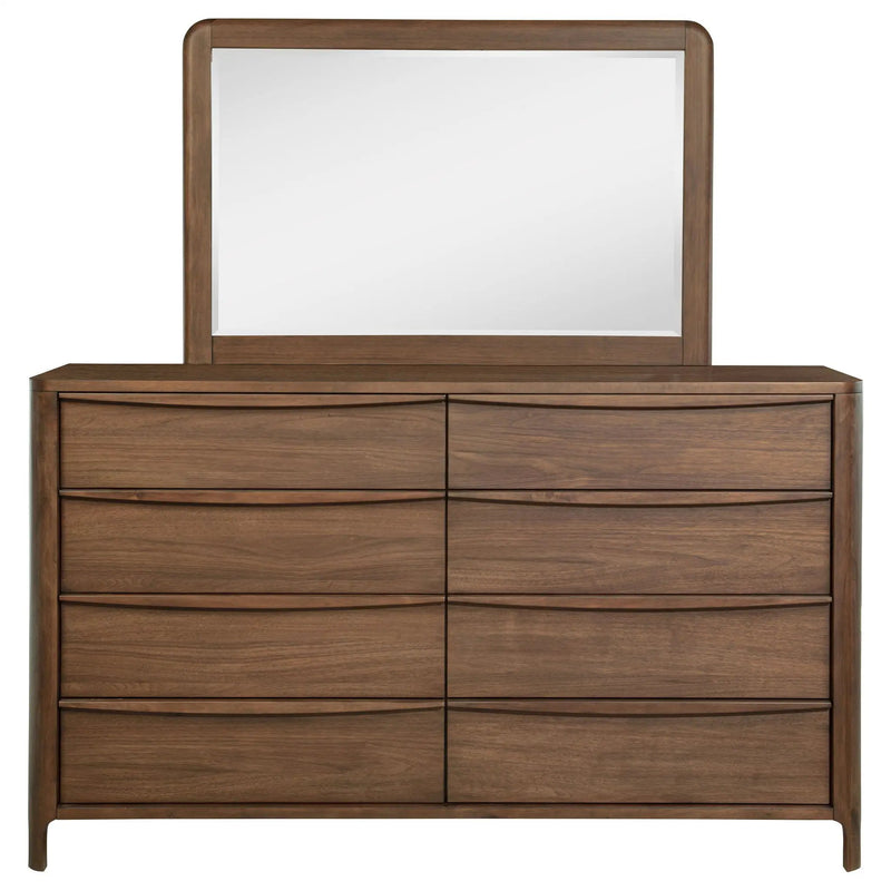 Maderia 8-drawer Dresser and Mirror Walnut by Unique Piece Furniture