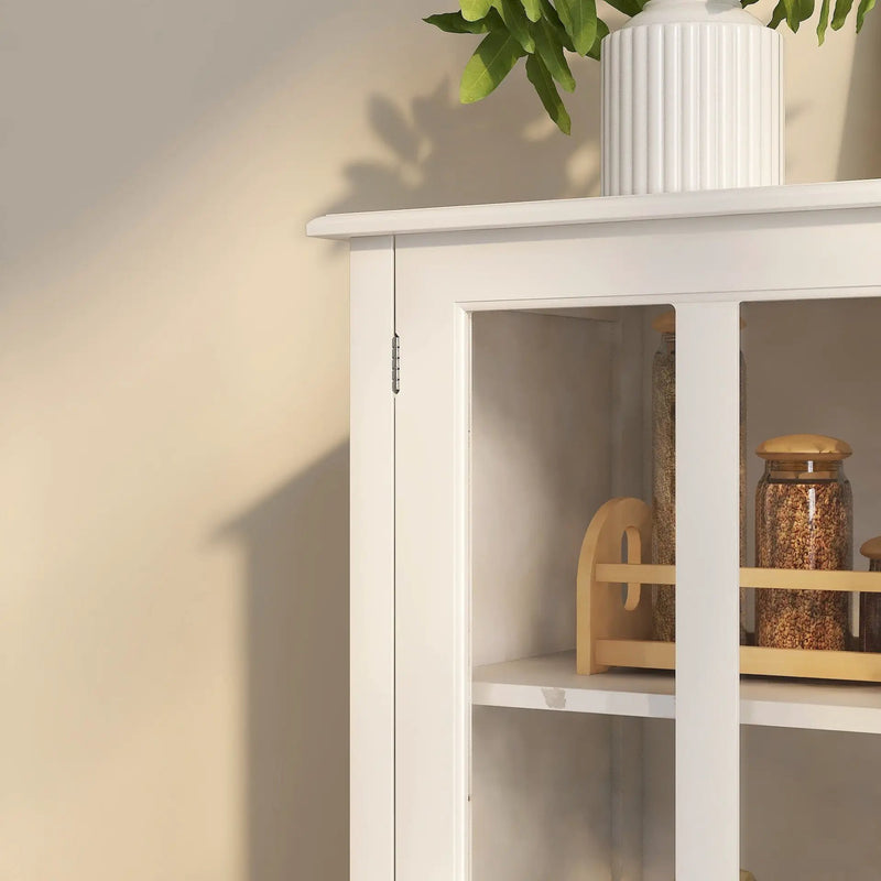 Buffet Storage Cabinet with Double Glass Doors and Unique Bell Handle by HouseOfZazla