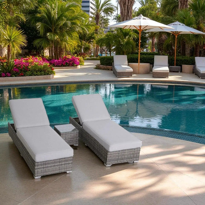 3 Piece Chaise Lounge Set With Adjustable Reclining - Gray Mix by HouseOfZazla