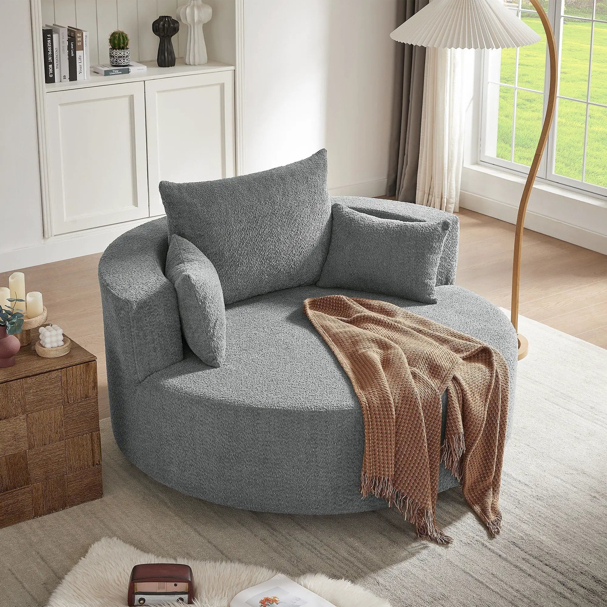 360° Swivel Accent Barrel Chair With 3 Removable Pillows For Living Room by HouseOfZazla