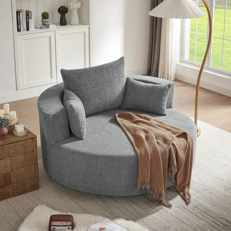 360° Swivel Accent Barrel Chair With 3 Removable Pillows For Living Room by HouseOfZazla