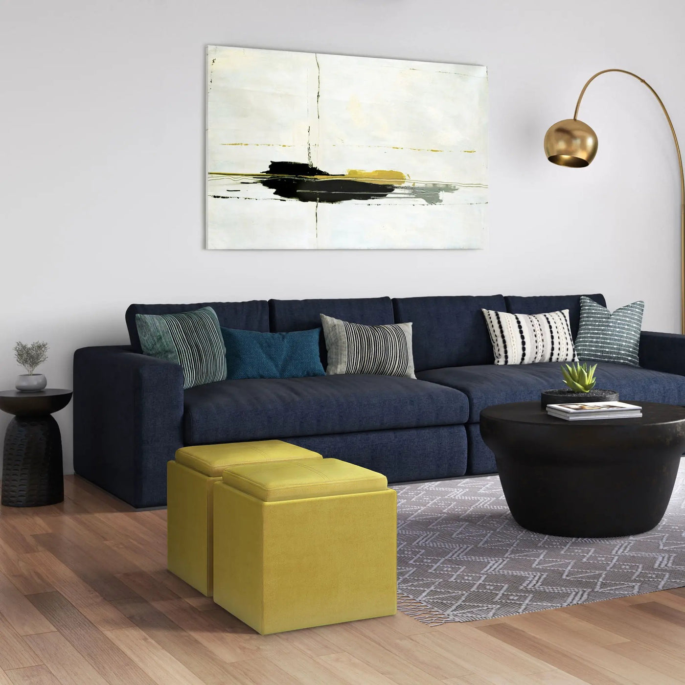 Rockwood - Upholstered Cube Storage Ottoman With Tray by HouseOfZazla