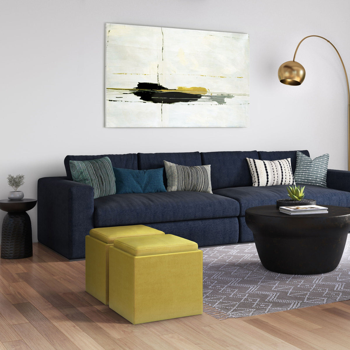 Upholstered Cube Storage Ottoman with Removable Serving Tray - Multiple Colors, photo 14 of 40