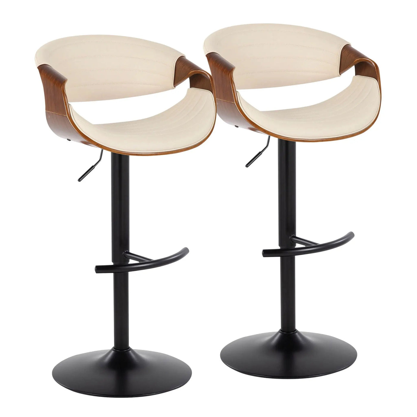 Symphony - Mid Century Modern Adjustable Barstool With Swivel With Rounded T Footrest (Set of 2) by HouseOfZazla