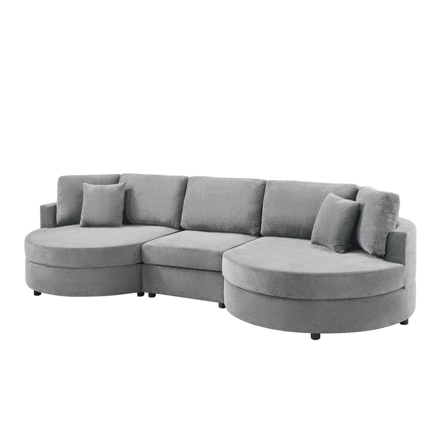 Modern 3 Seater Upholstered Sofa With Curved Design by HouseOfZazla