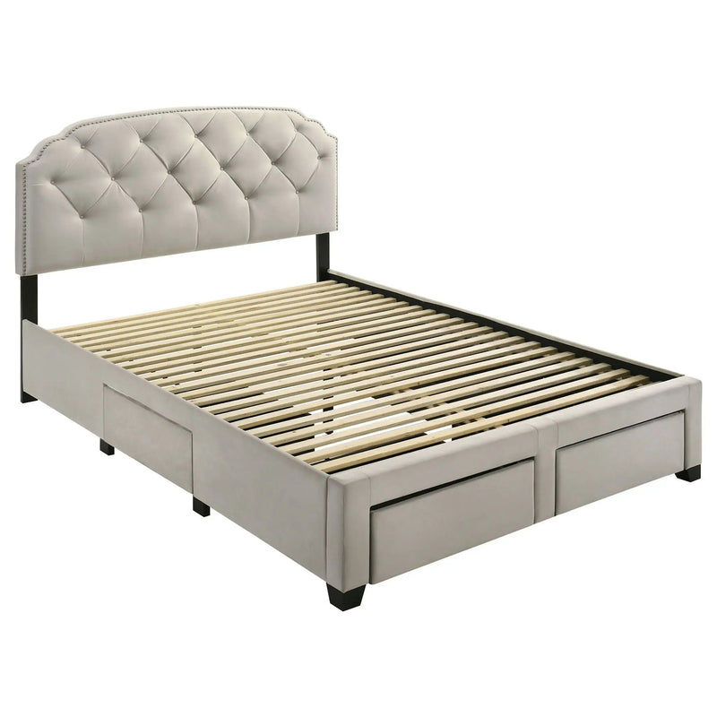 Marianna 4-drawer Upholstered Queen Storage Bed Cream by Unique Piece Furniture