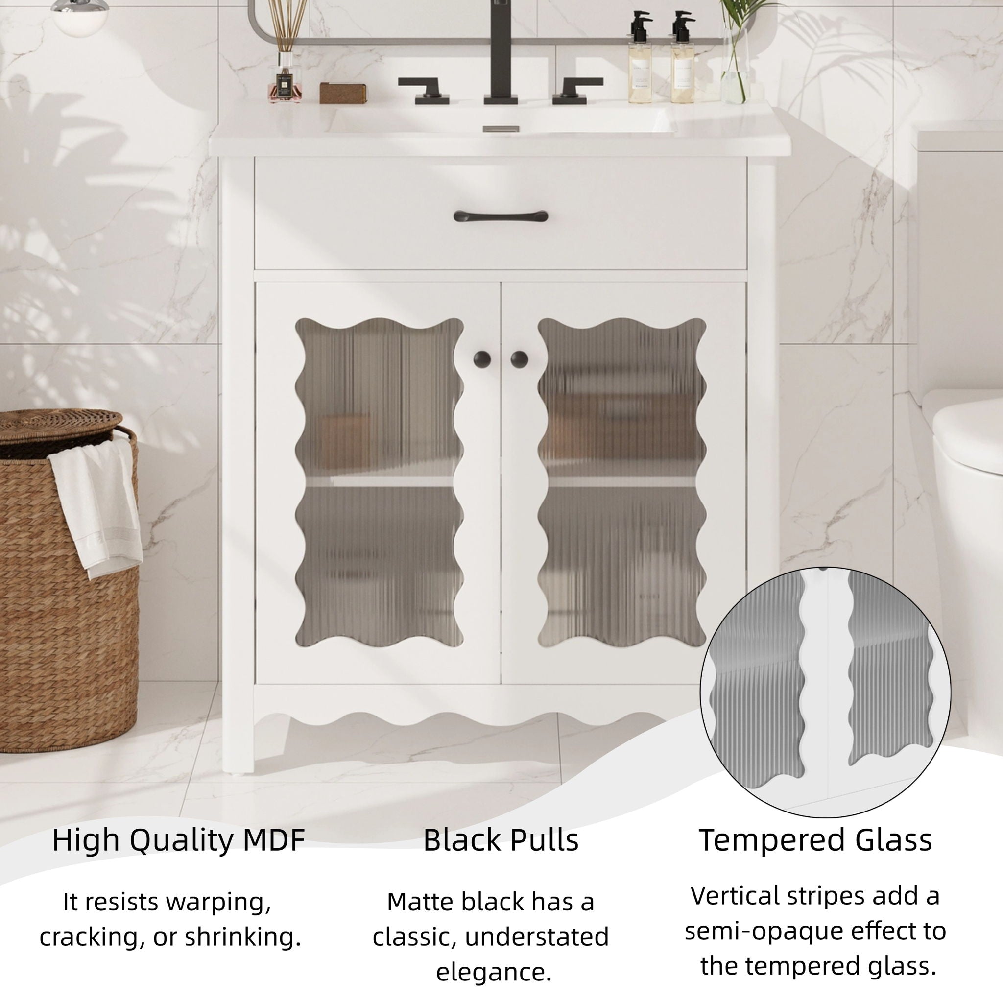 Modern Bathroom Vanity With Tempered Glass Doors by HouseOfZazla