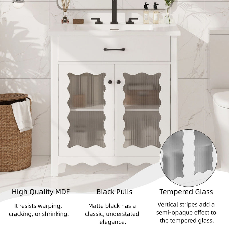 Modern Bathroom Vanity With Tempered Glass Doors by HouseOfZazla