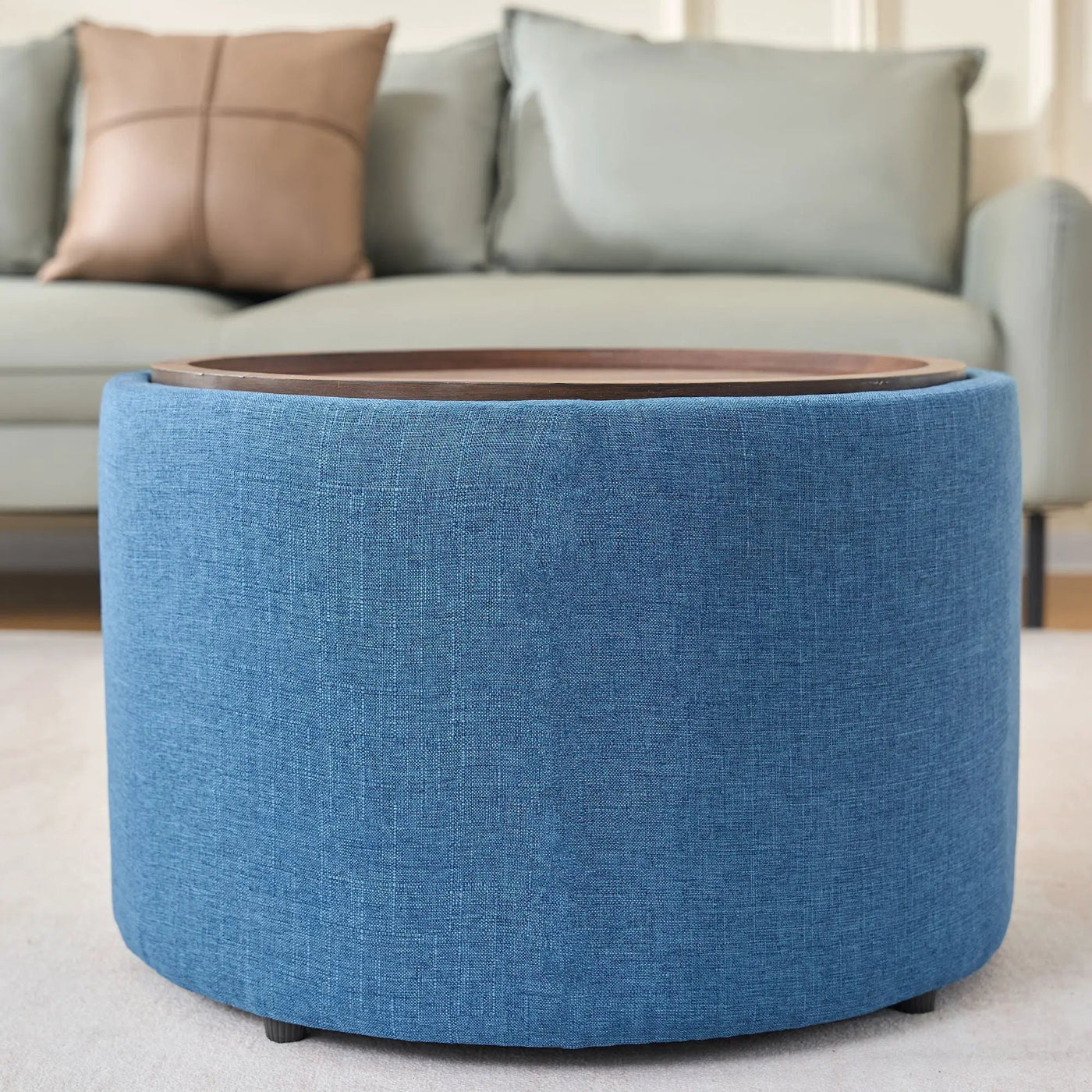 Nesting Ottomans, Round Coffee Table & Bench With Tray (Set of 2) by HouseOfZazla