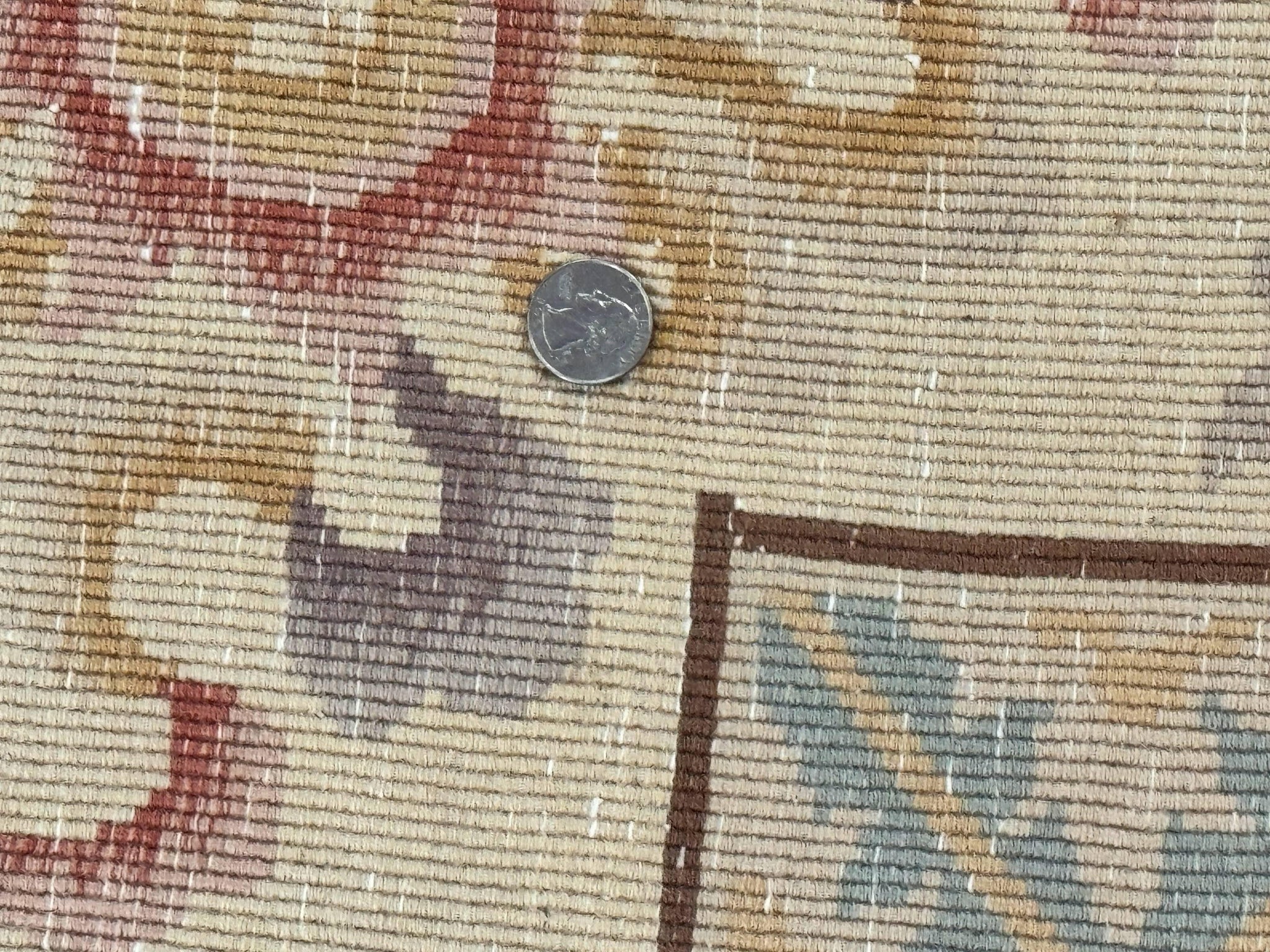 Chinese Wool Rug 8.6 x 11, Red and Beige Asian Oriental Carpet, Plush Pile, Vintage Handmade Chinese Carving Sculpted Rug, Semi Open Field by Jewel Rugs