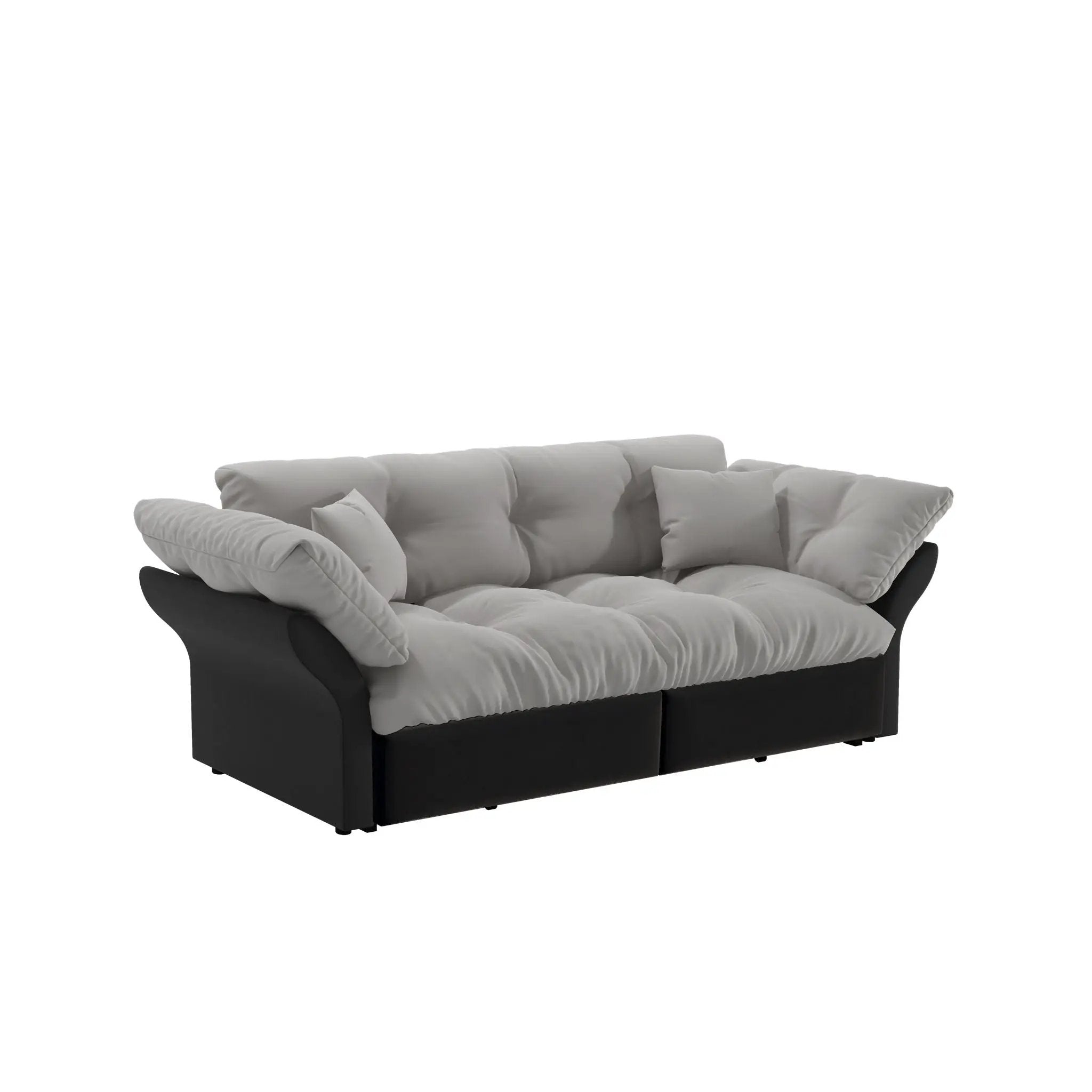 Queen Pull Out, 3 In 1 Convertible Sleeper Tufted Sofa & 2 Soft Pillows by HouseOfZazla