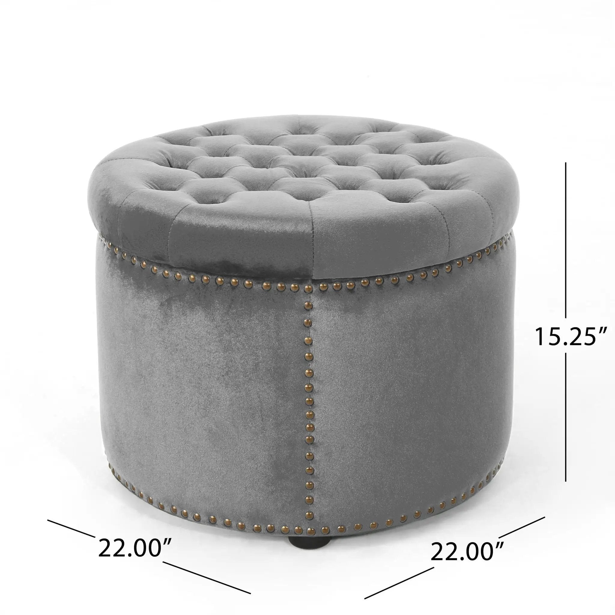 Elegant Round Ottoman Footstool With Studded Rim by HouseOfZazla