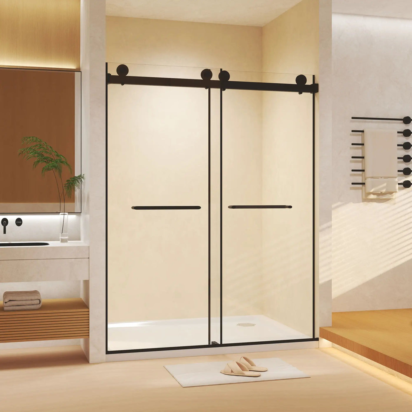 Frameless Double Sliding Shower Door by HouseOfZazla