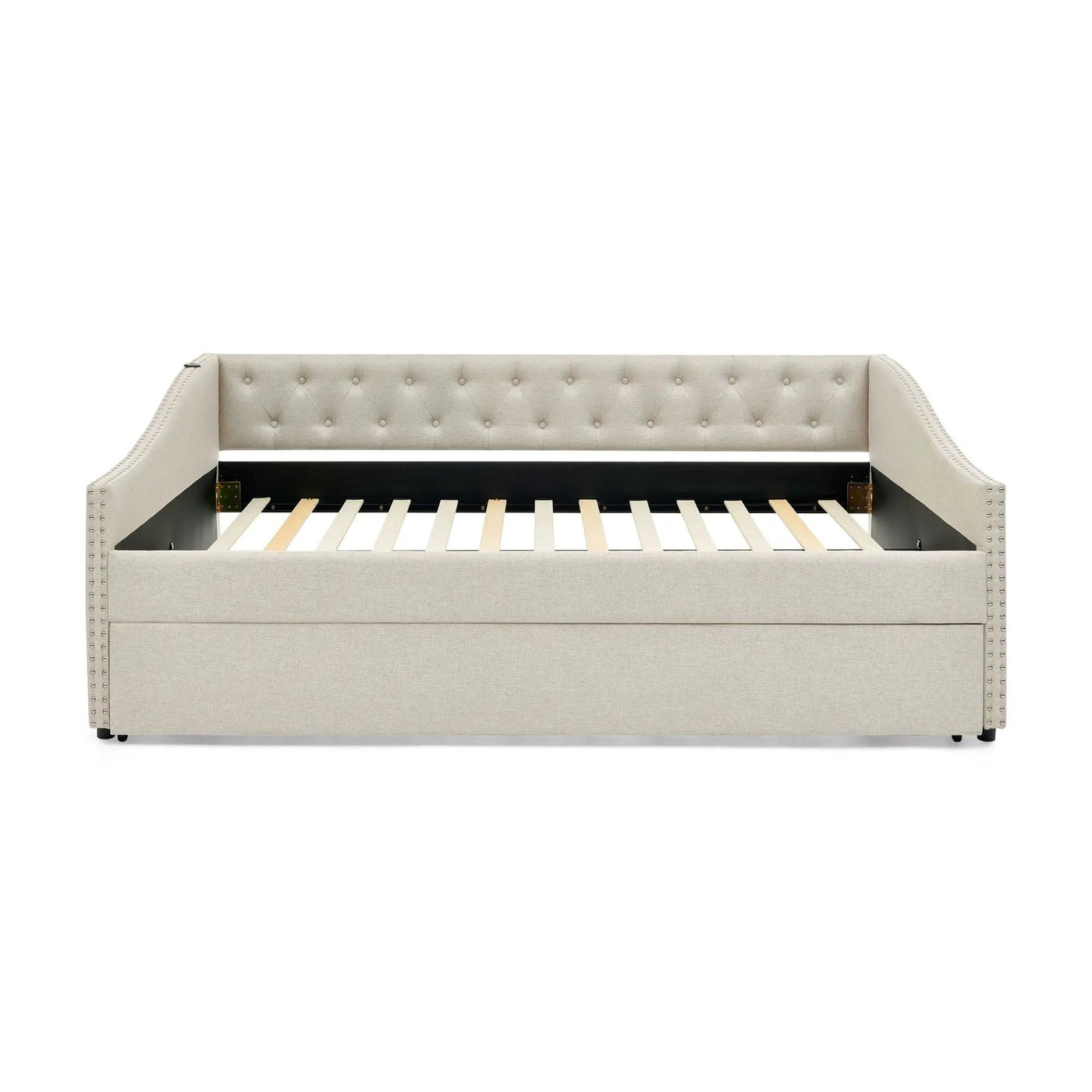Upholstered Daybed With USB Charging & Pull Out Bed by HouseOfZazla