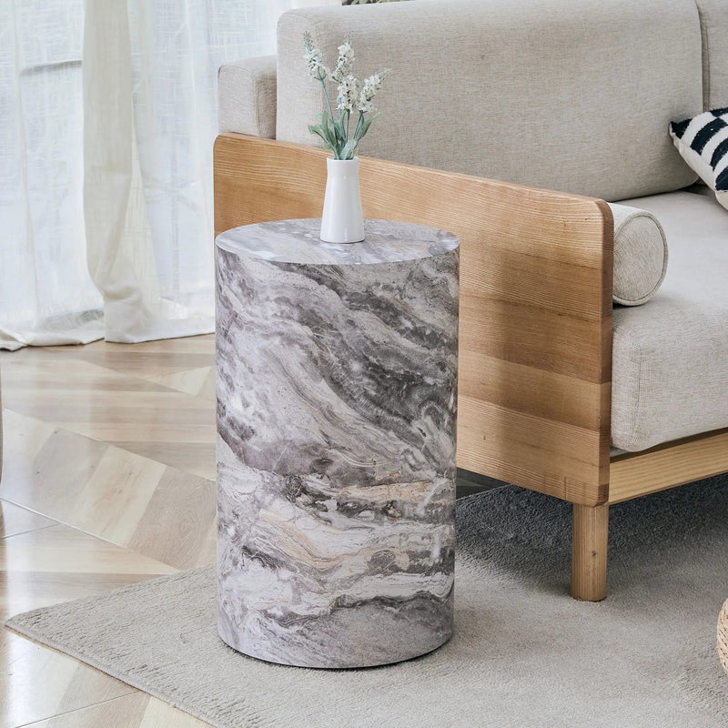Simple Marble Textured Cylindrical Coffee Table Material - Gray by HouseOfZazla