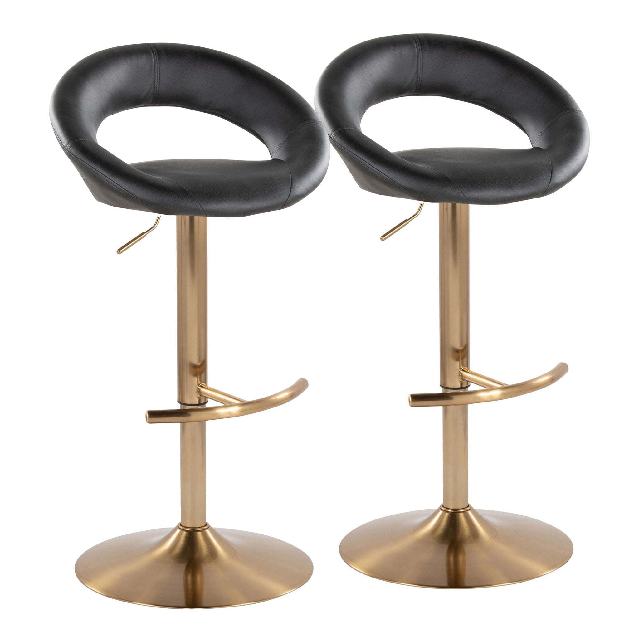 Posh - Contemporary / Glam Adjustable Barstool With Swivel With Rounded T Footrest (Set of 2) by Unique Piece Furniture