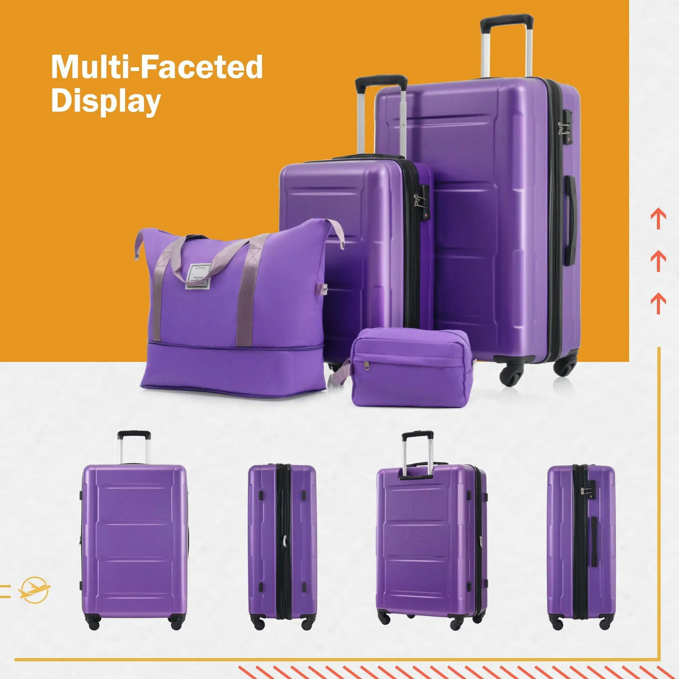 2 Piece Luggage Set With Bags Expanable Spinner Wheels ABS Lightweight Suitcase With Tsa Lock 20" / 28" by HouseOfZazla