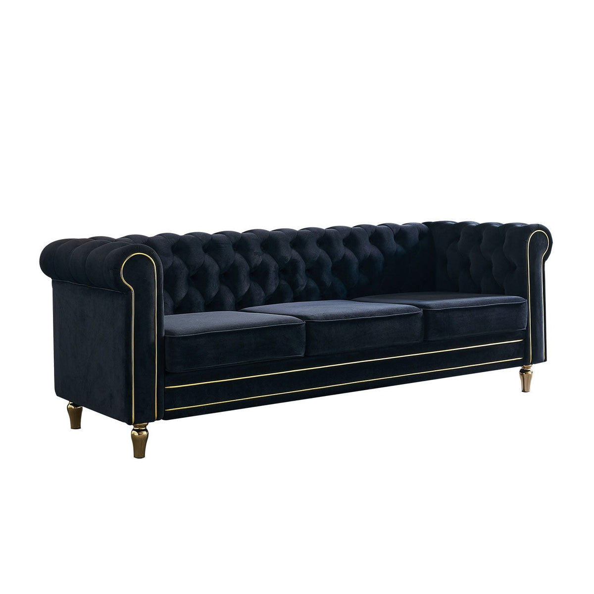 Chesterfield Fabric Stationary Sofa with Tufted Design - Black, Beige, or Pink, photo 4 of 12