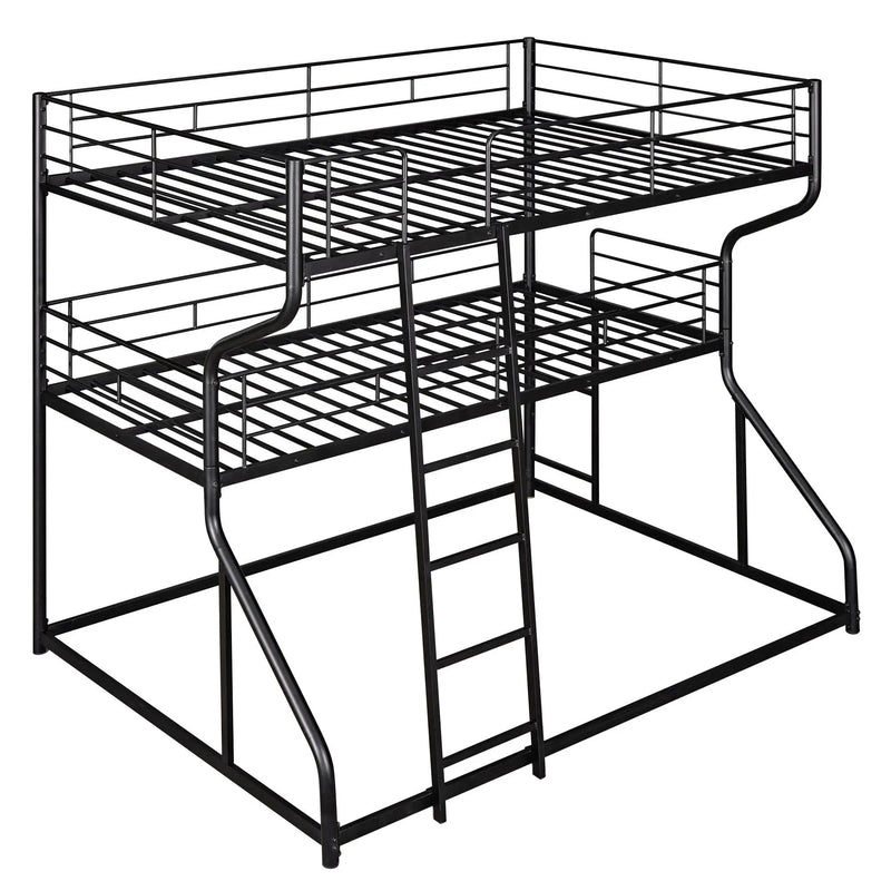 Industrial Triple Bunk Bed With Dual Ladders Frame, Space Saving Design by Unique Piece Furniture