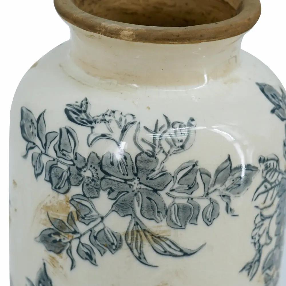 5.3x5.3x10.2" Flower Vase with Floral Pattern by HouseOfZazla