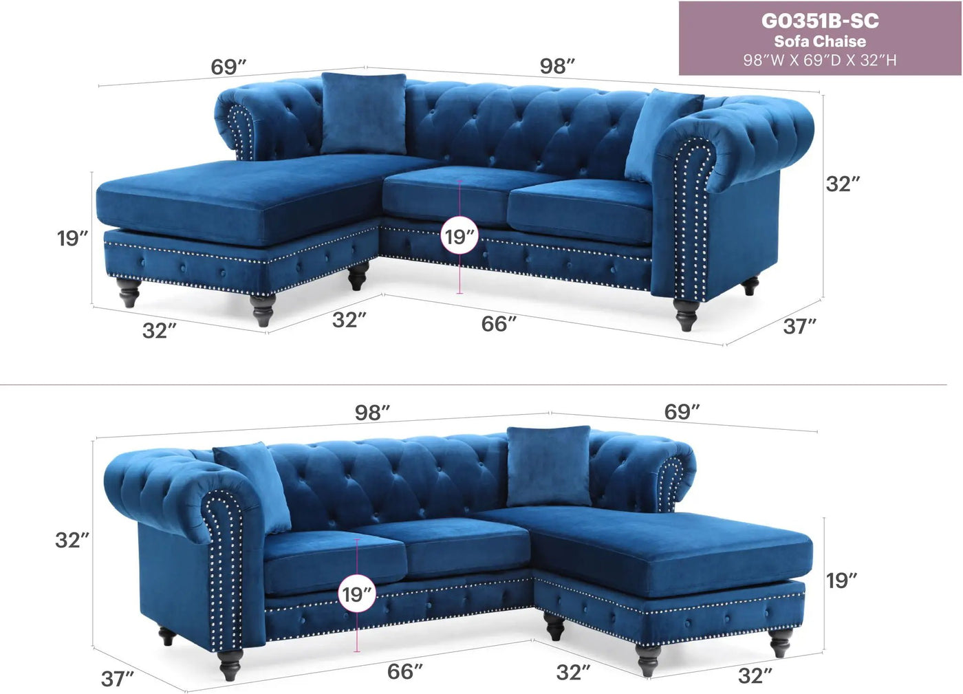 Nola - Luxurious Design Sofa Chaise by HouseOfZazla