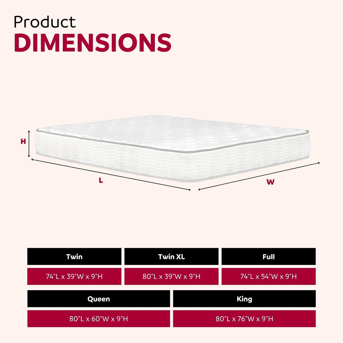 Premium 9" Medium Pocket Spring Mattress with Edge Support - White, photo 3 of 11
