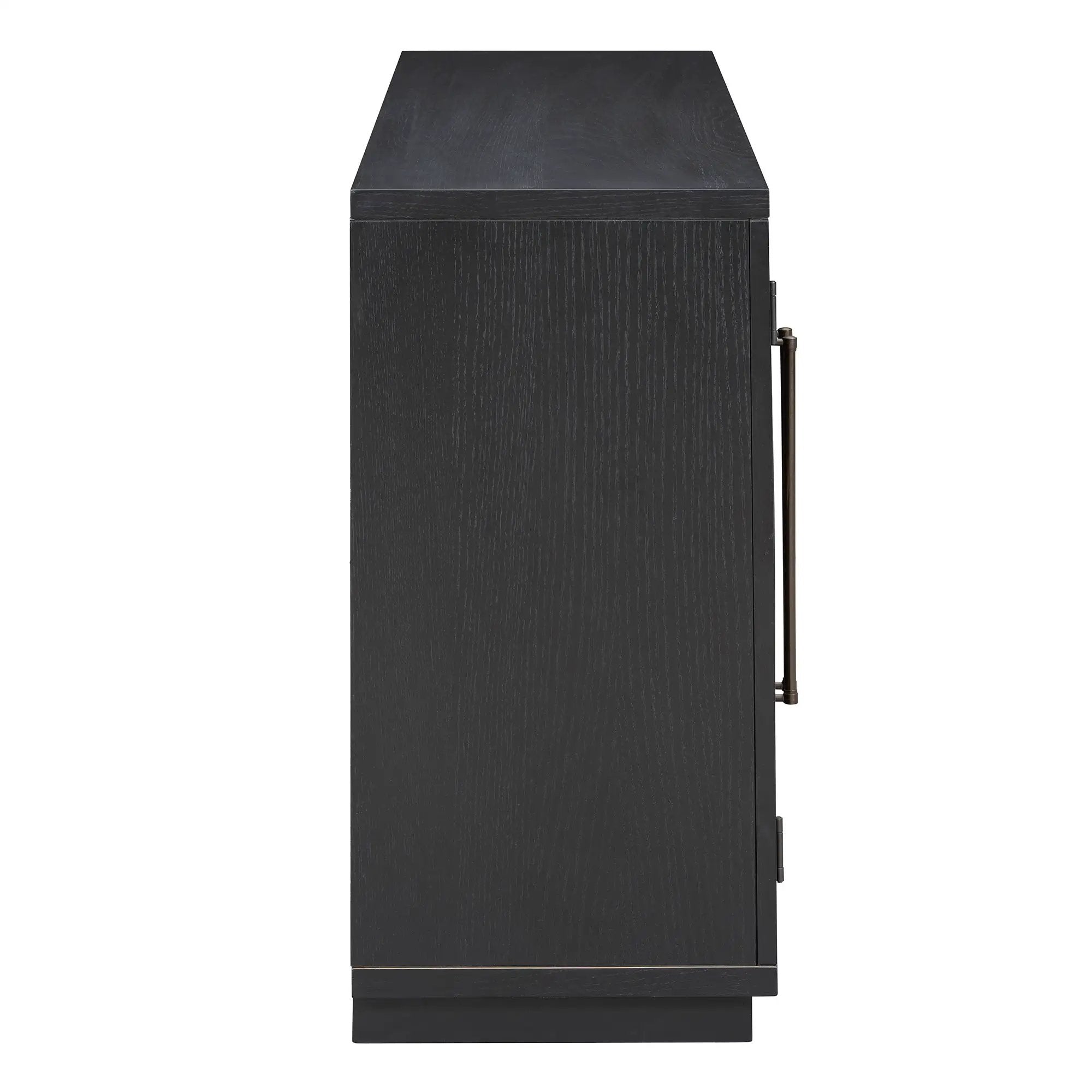 4-Door Large Storage Sideboard Buffet Cabinet with Glass Doors Arched Cabinet (Black) by HouseOfZazla
