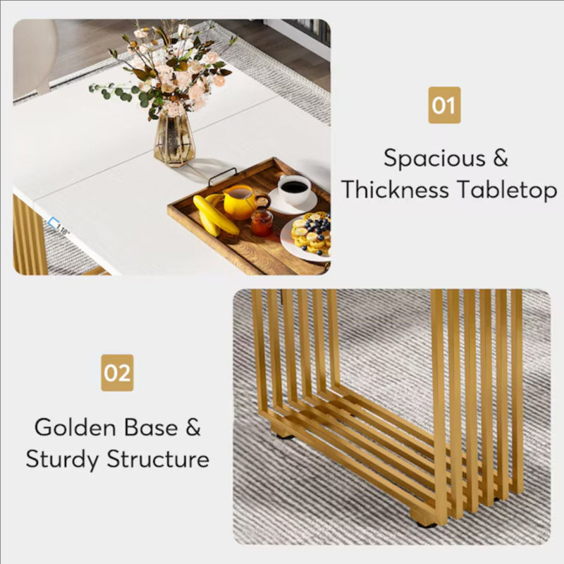 Office Executive Desk For Home Office - White / Gold by HouseOfZazla