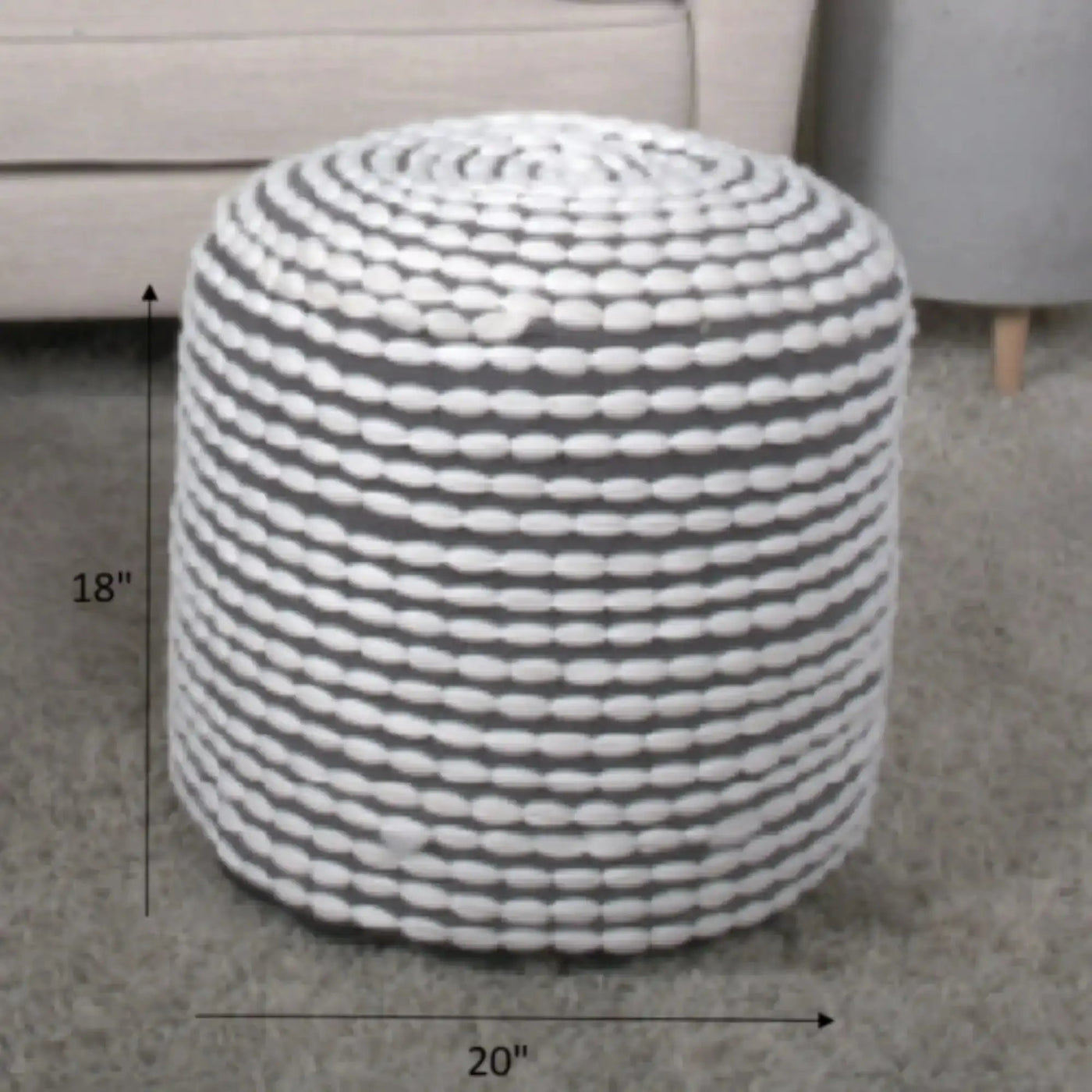 River Handcrafted Cylindrical Pouf in Water Resistant Fabric by HouseOfZazla