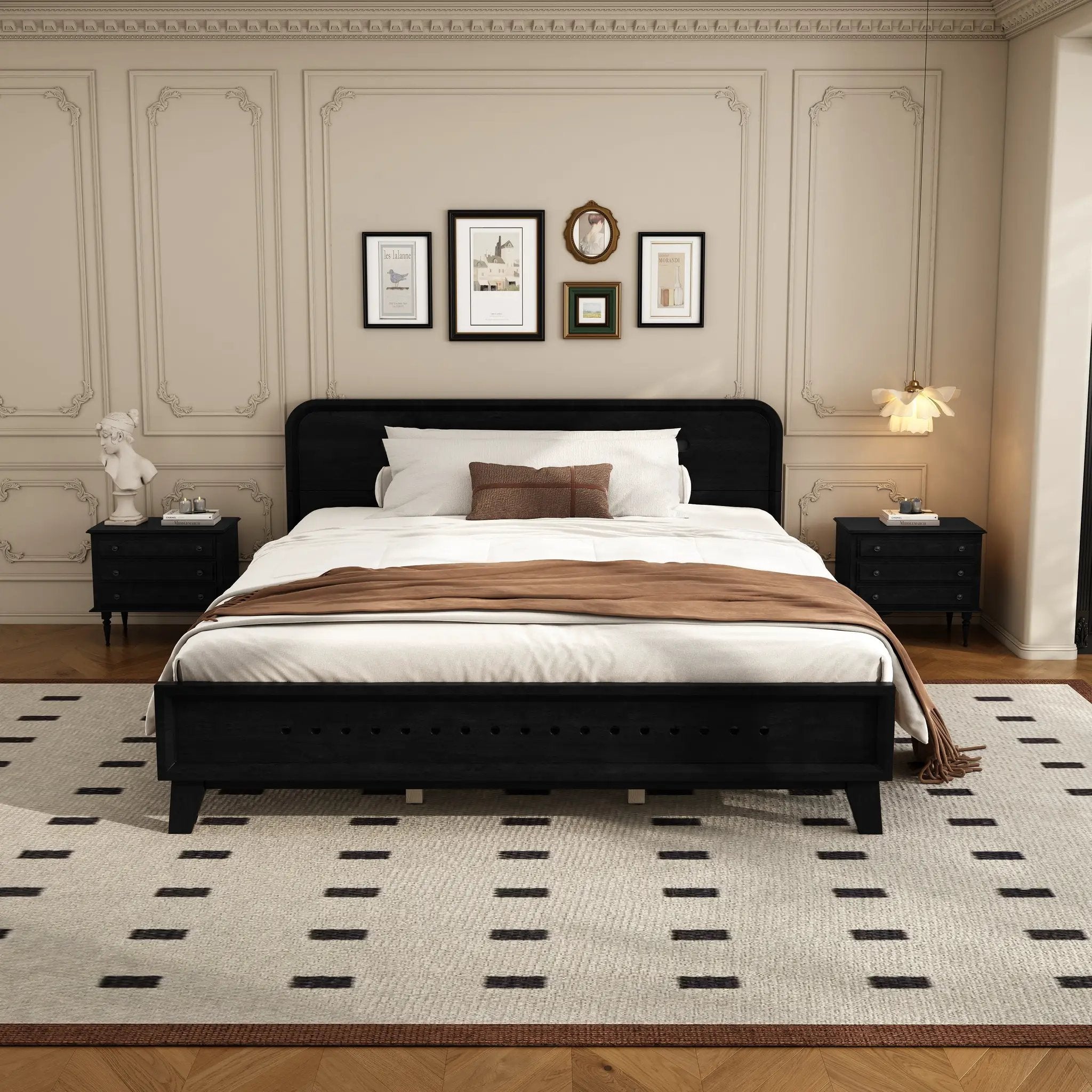 Pine Solid Wood Queen Size Bed, Solid and Stable, No Box Spring Needed by HouseOfZazla