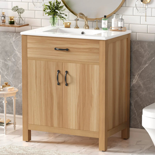 30" Wood Bathroom Vanity with Solid Wood Frame, photo 2 of 10
