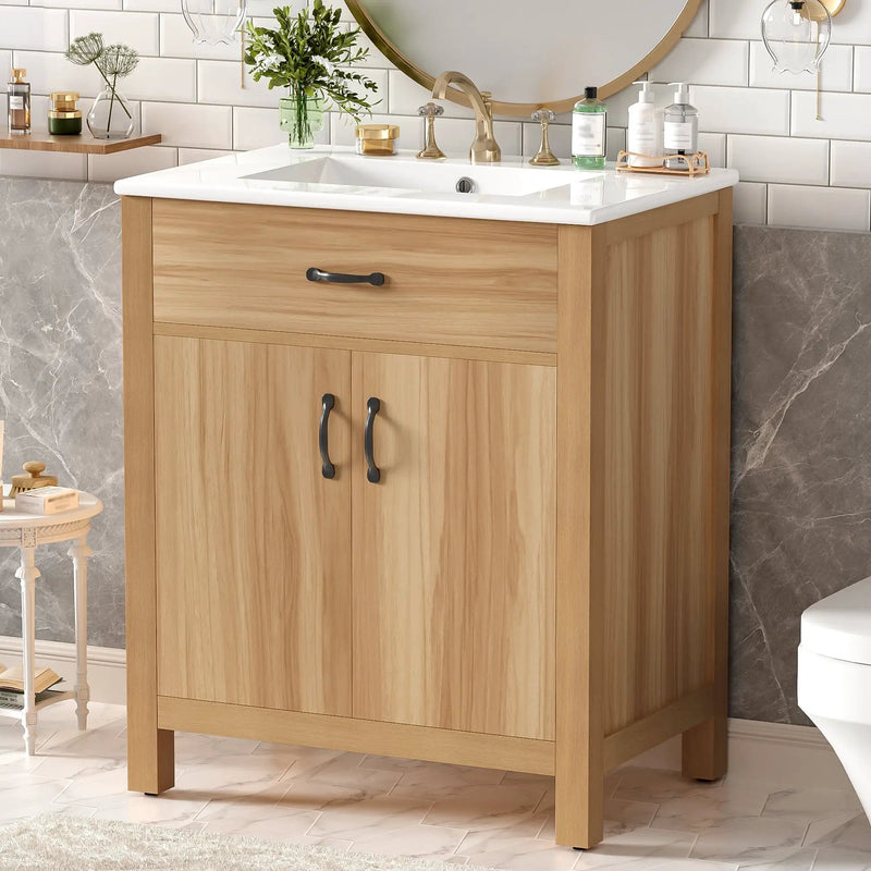 30" Wood Bathroom Vanity with Solid Wood Frame by HouseOfZazla