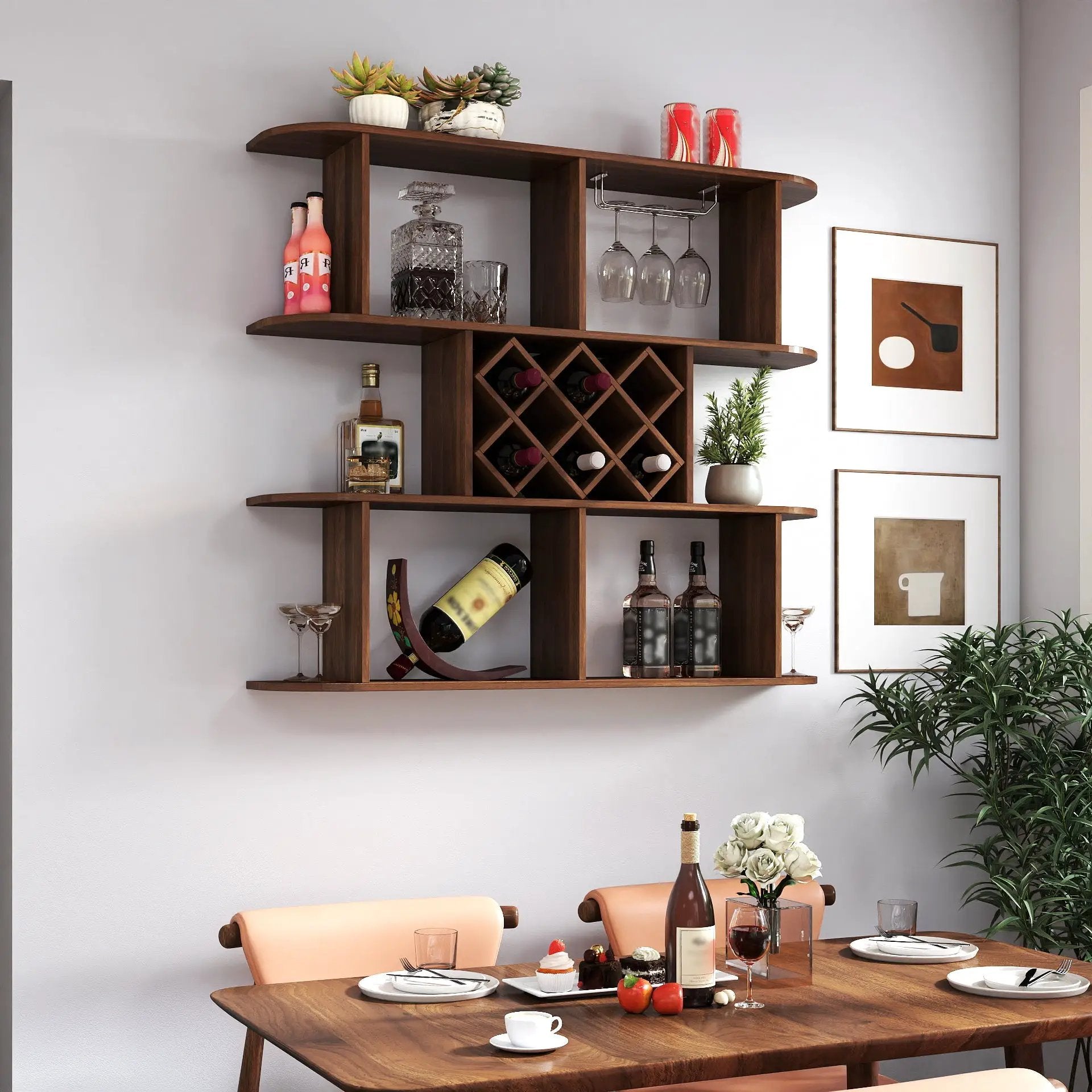 Large Wall Mounted 3 Tier Rustic Bottle Wine Rack by HouseOfZazla