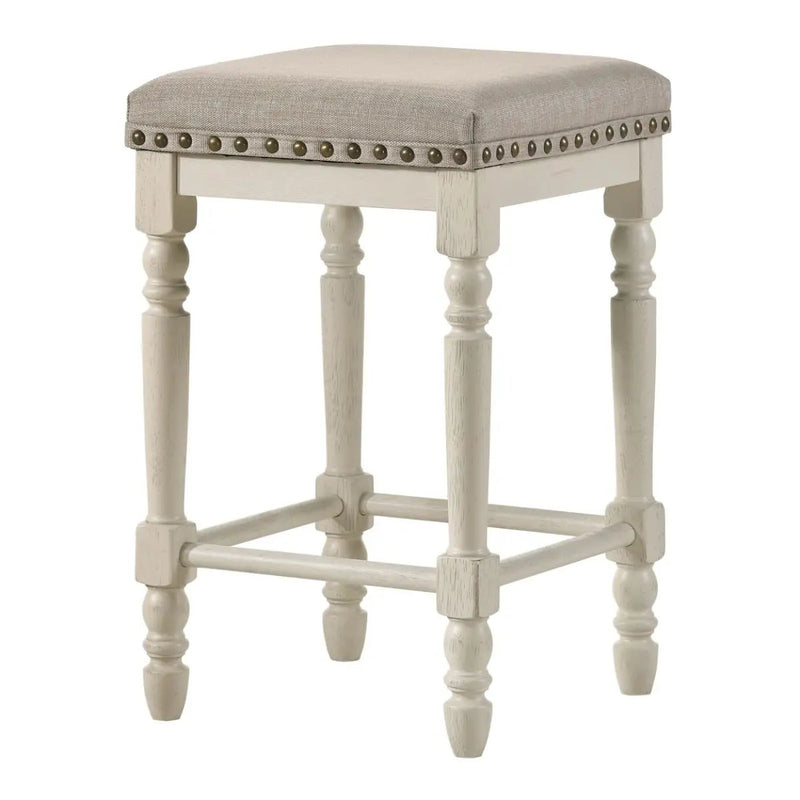Tasnim - Counter Height Stool (Set of 2) - Tan Fabric & Antique White by Unique Piece Furniture
