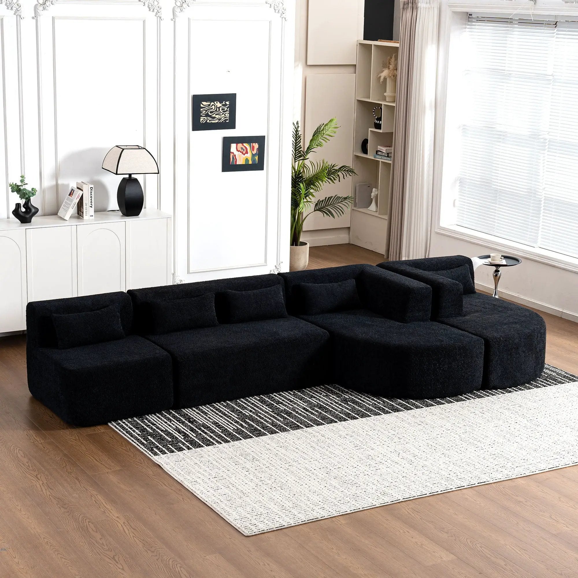 Upholstered Sofa Free Combined Sofa Couch With 2 Chaise Lounge And Five Back Pillows For Living Room by HouseOfZazla
