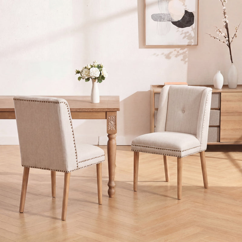 Light Luxury Rivet Upholstered Dining Chair Set of 2 by HouseOfZazla