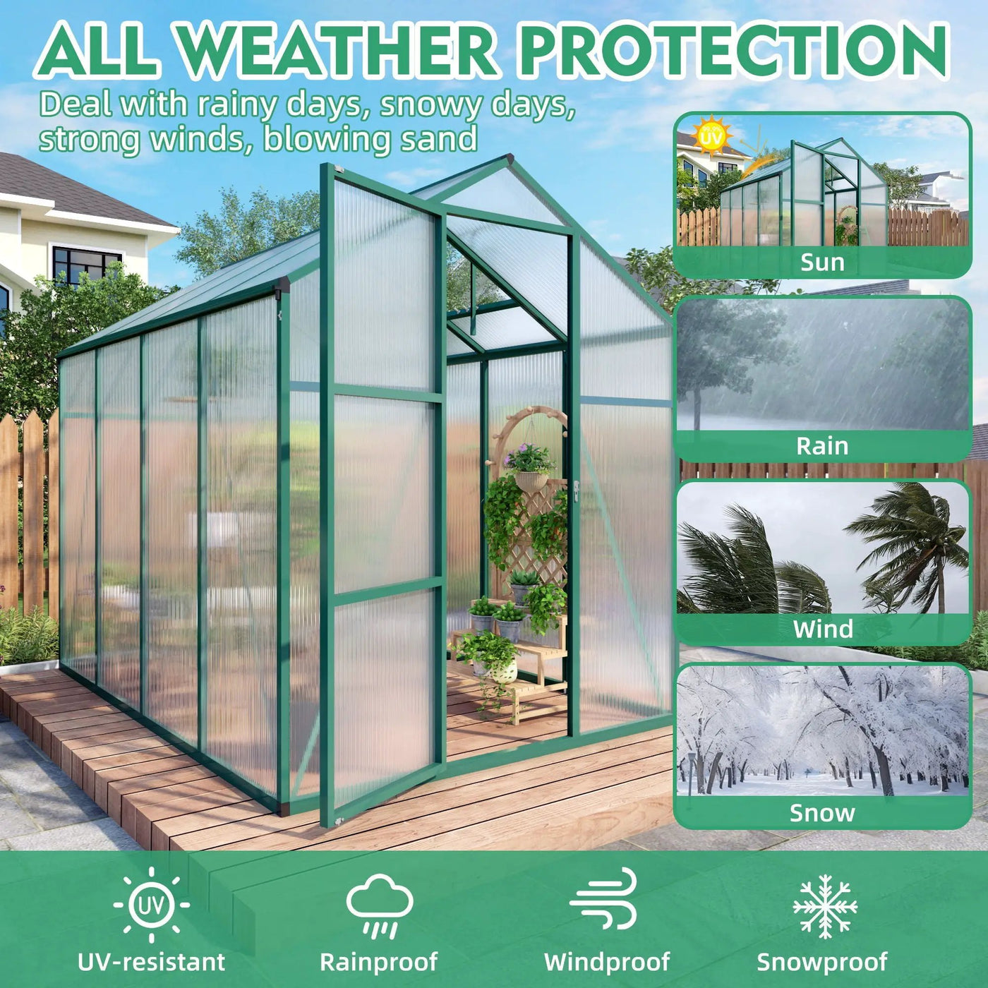 Polycarbonate Walk-In house, Raised Base For Outdoor In All Season by HouseOfZazla
