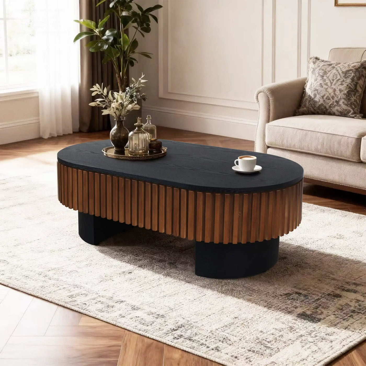 Elliptical Living Room Coffee Table With Hidden Storage And Removable Tabletop by HouseOfZazla