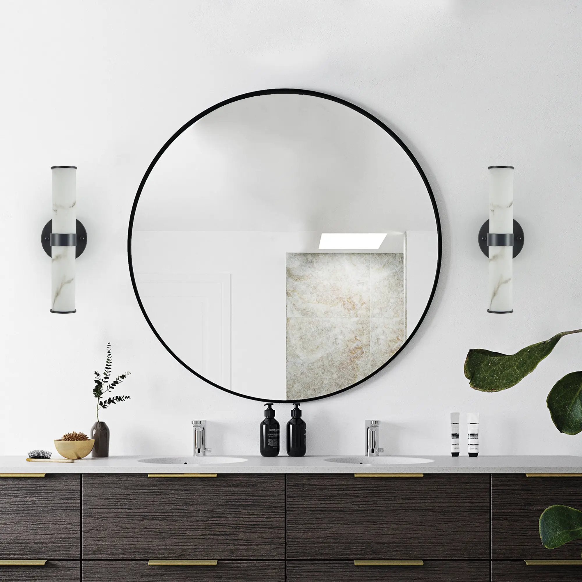 Resin Imitation Marble Texture Wall Light - Set of 2 by HouseOfZazla