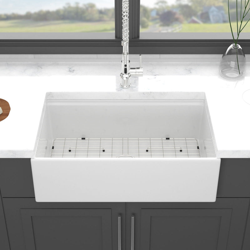 Farmhouse Sink Workstation, Ceramic Single Bowl With Accessories by HouseOfZazla