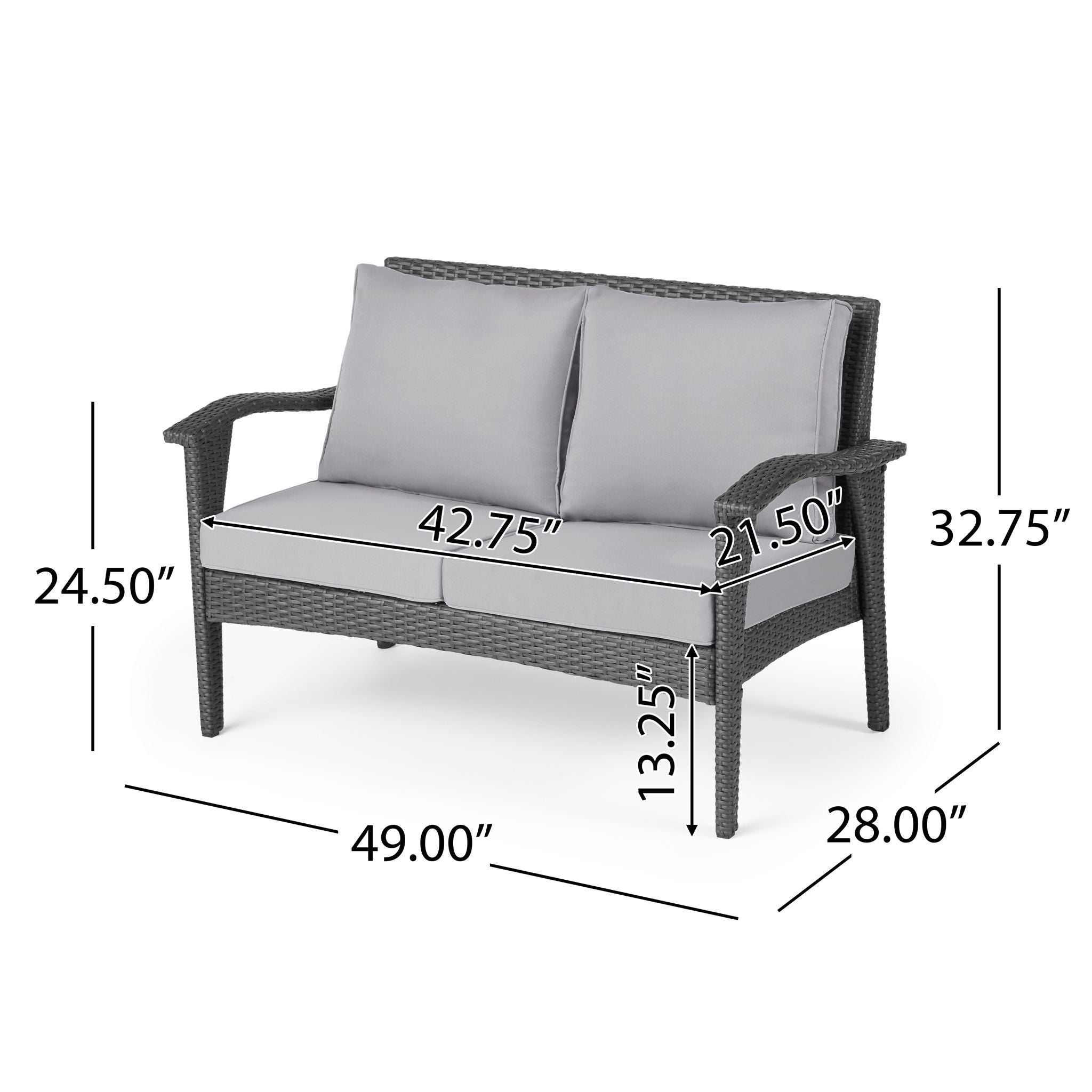 Honolulu Loveseat - Gray / Silver by HouseOfZazla