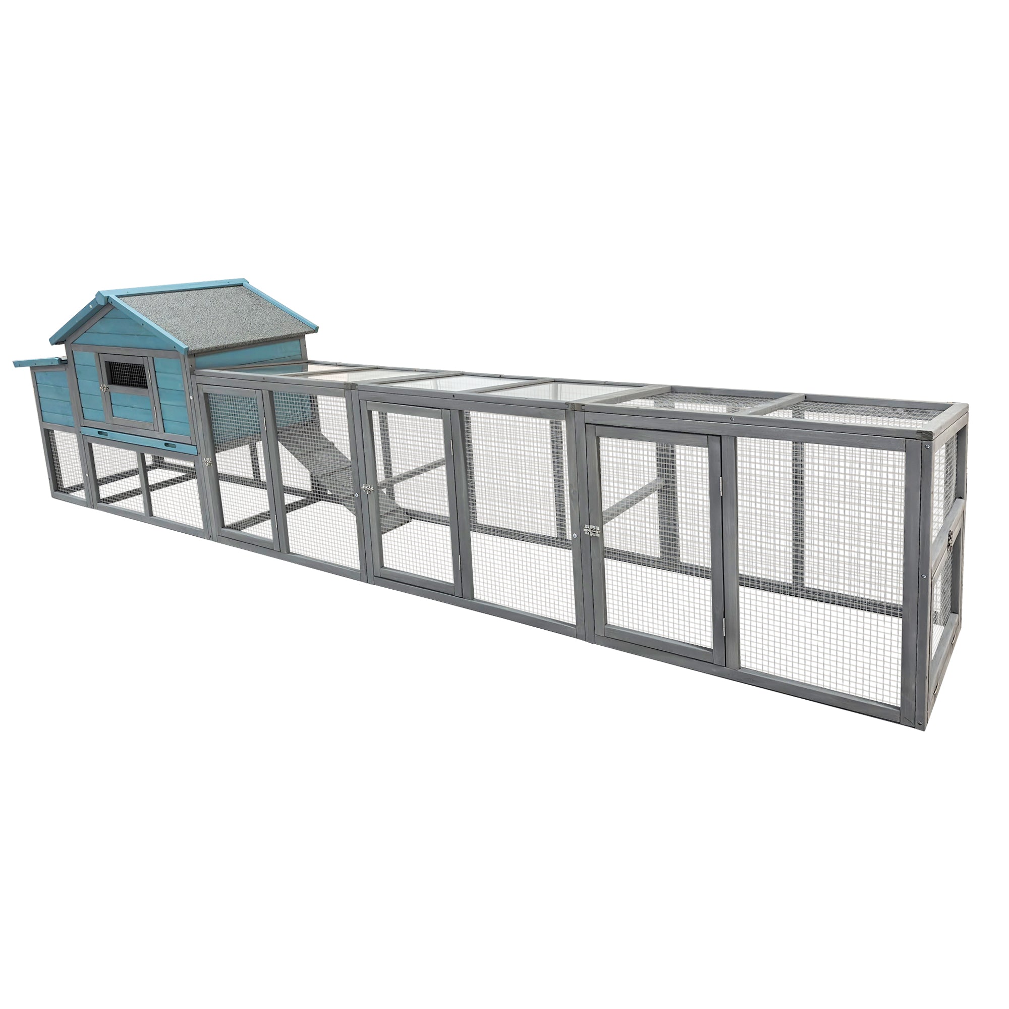 141" Large Wooden Chicken Coop with Nesting Box and Wire Fence by HouseOfZazla