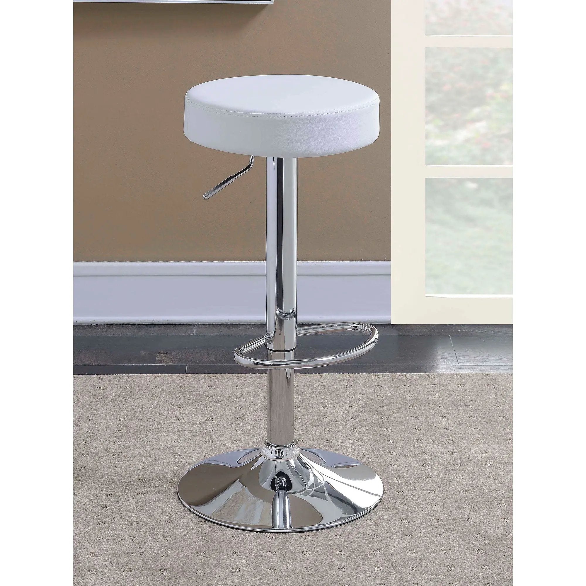 Ramses - Adjustable Backless Bar Stool With Adjustable Height Base - White by HouseOfZazla