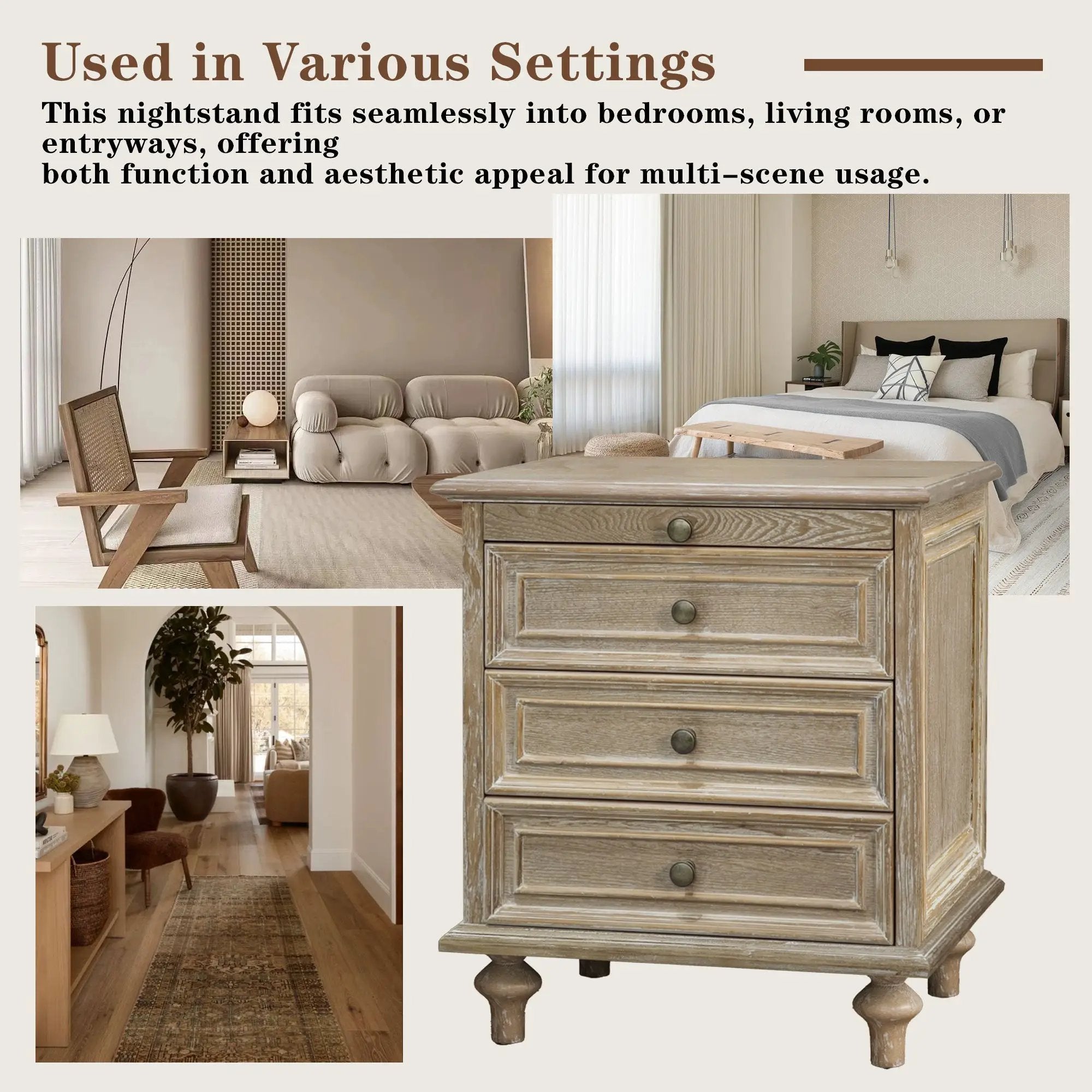 Farmhouse Nightstands with 4 Drawers and Pull-Out Shelf by HouseOfZazla