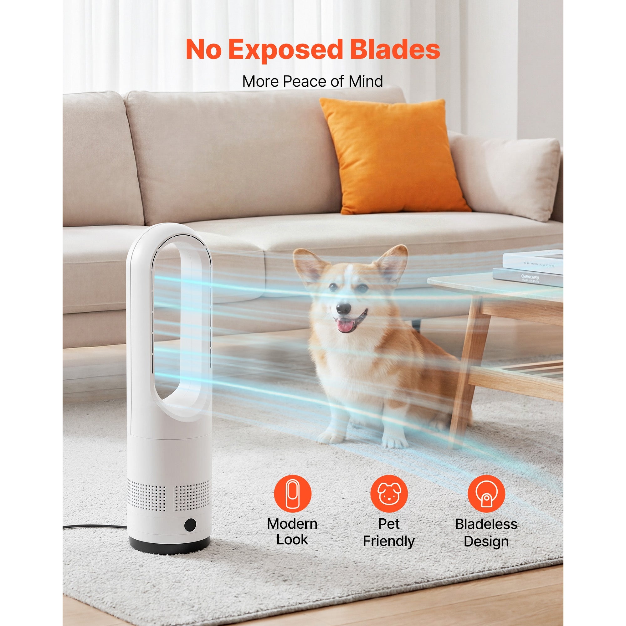 Bladeless Tower Fan, 80° Oscillating Standing Fan with Remote by HouseOfZazla