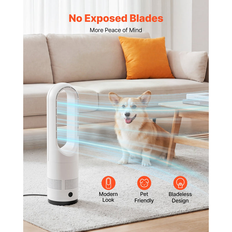 Bladeless Tower Fan, 80° Oscillating Standing Fan with Remote by HouseOfZazla