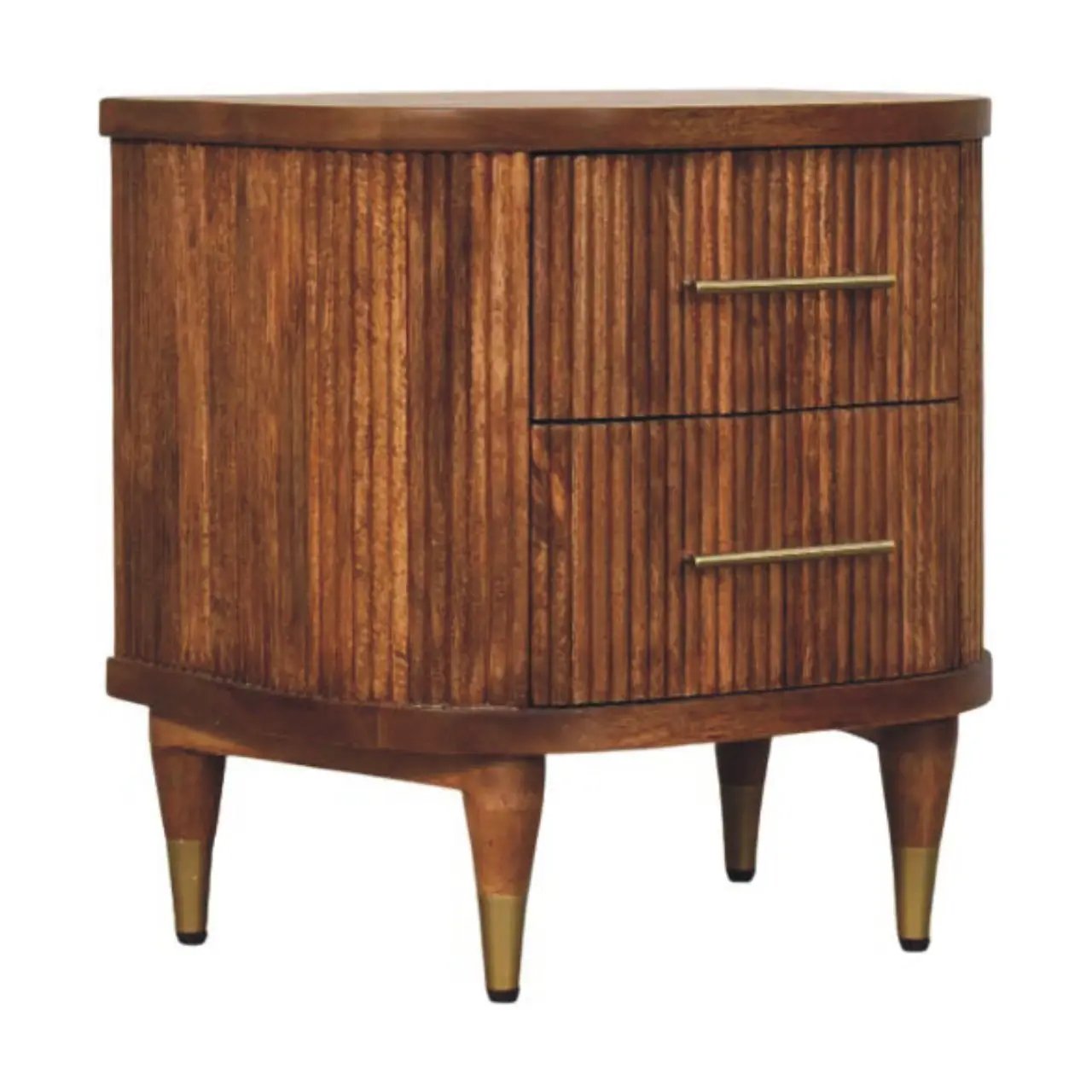 Solid Wood Ribbed Bedside Table by HouseOfZazla