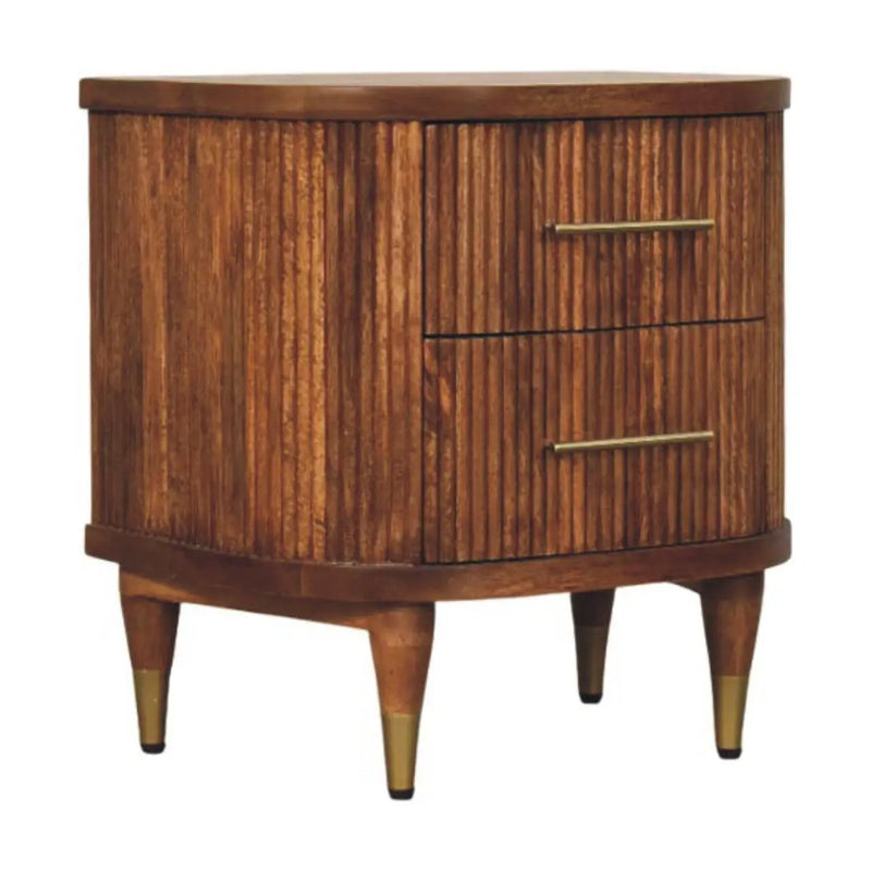 Solid Wood Ribbed Bedside Table by HouseOfZazla
