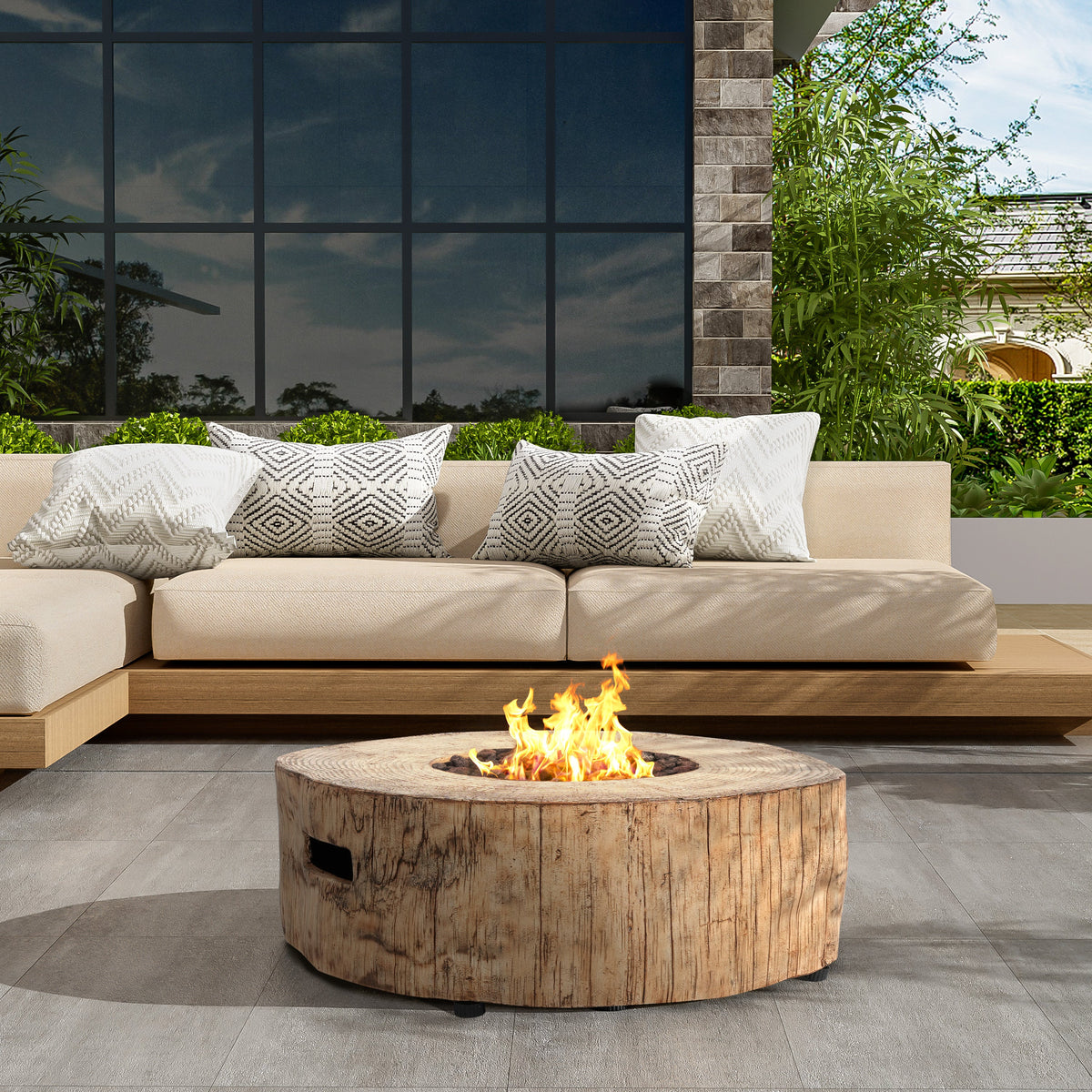Patio MGO Propane Fire Pit with 40,000 BTU Output - White or Brown, photo 2 of 10
