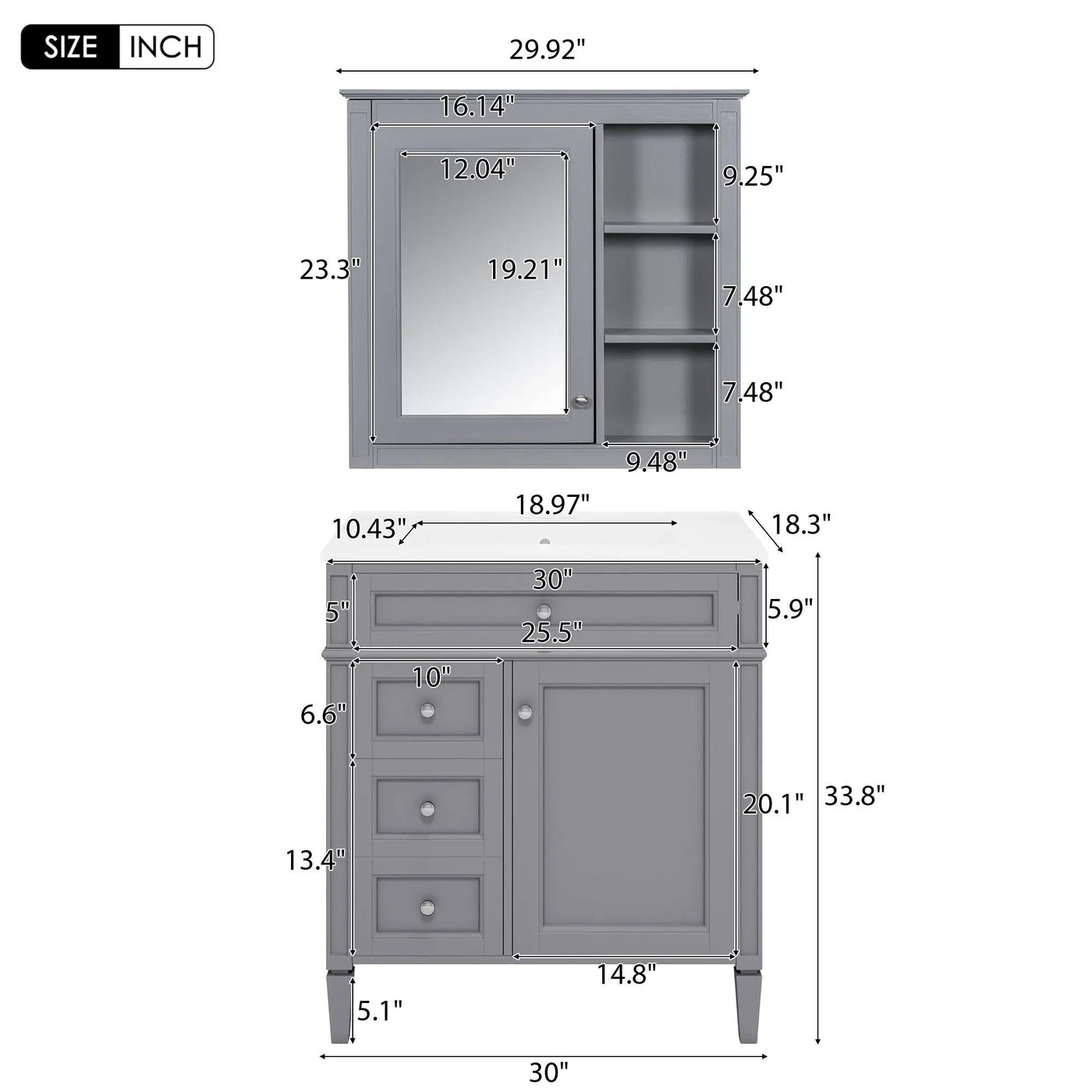 Bathroom Vanity With Medicine Cabinet and Storage by HouseOfZazla